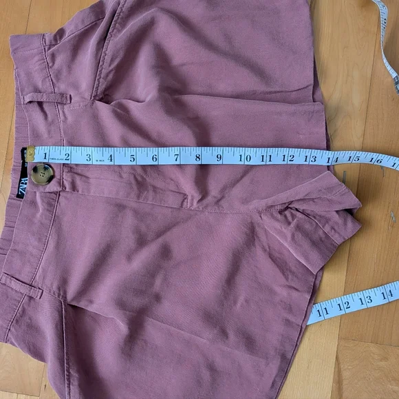 Zara high waisted pleated shorts mauve red medium - Picture 5 of 11